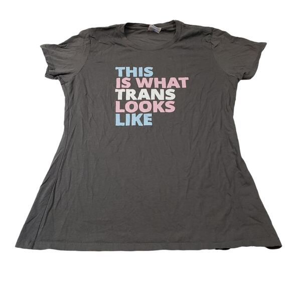 This is What Trans Looks Like T Shirt Small Gray Ladies Womens Crew Neck - Picture 1 of 10